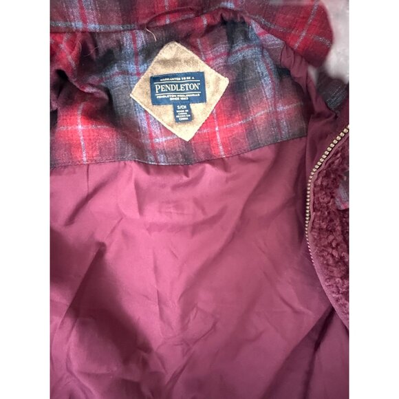 Pendleton Women's Sherpa Fleece Zip Jacket With Plaid Lining Burgundy Women Sz S - Picture 5 of 8